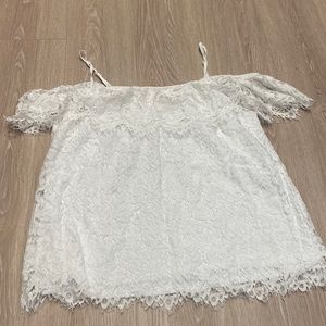 White Floral Lace Doily Patterned Top